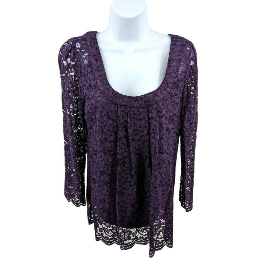 Long sleeve purple lace blouse